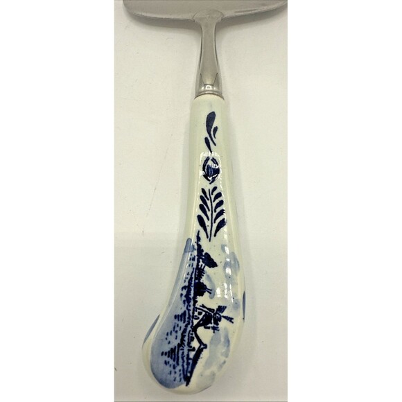 Vintage DELFT Cheese Slicer Stainless Steel Blue Holland Windmill Kitchen Tool - Picture 3 of 13